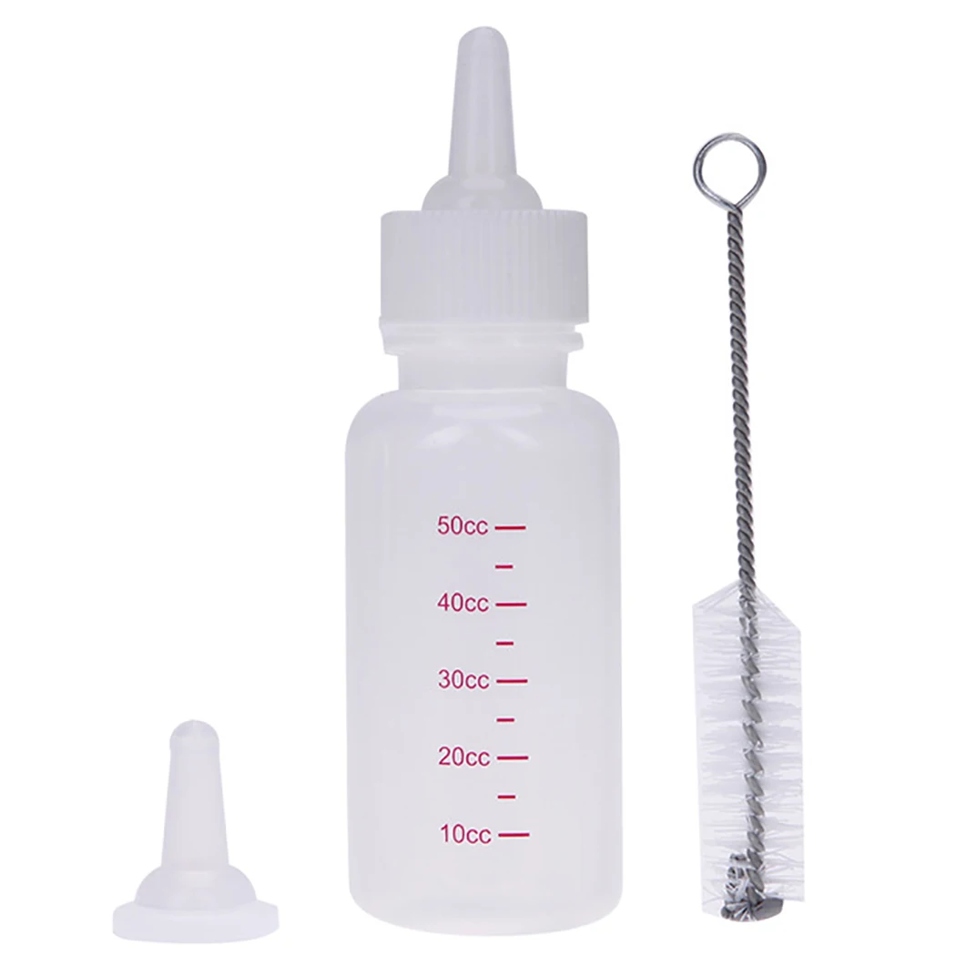 50ml Pet Nurser Nursing Feeding Bottle Puppy Milk Feeder With Replace Nipples And Brush Pet Medicine Feeder