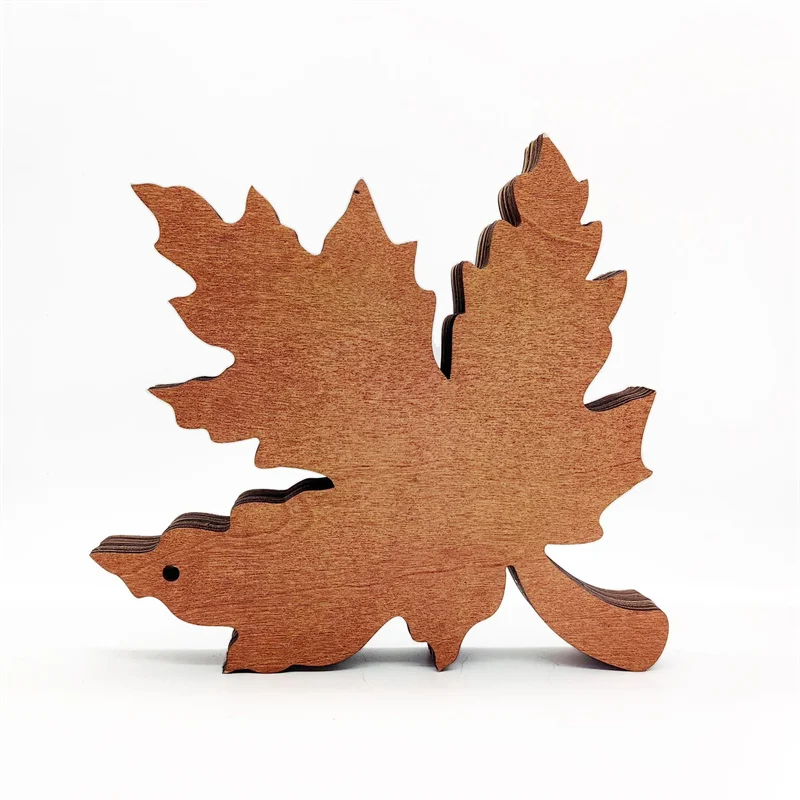 Wood Tourism Souvenirs Fridge Magnets Customized Laser Engrave 3D Craft Wooden Maple Leaf