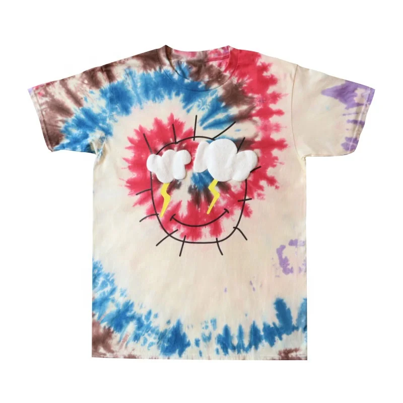 Streetwear manufacturers tie dye sublimation printing t shirts custom puff print t-shirt manufacturers for clothing brand