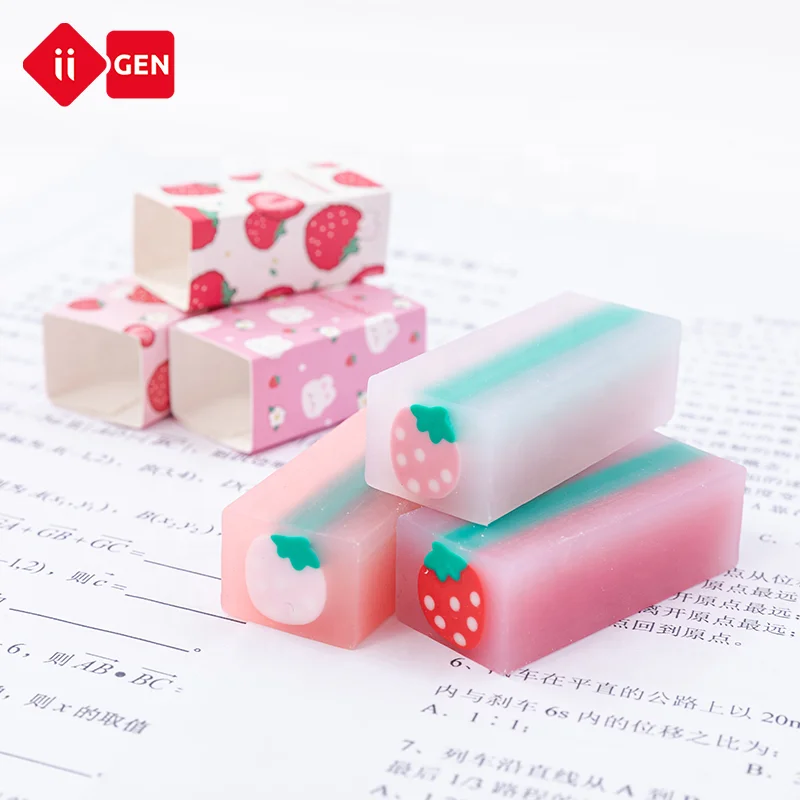 IIGEN Creative Cartoon Strawberry  Sandwich Eraser Student Children School Eraser Kawaii Eraser