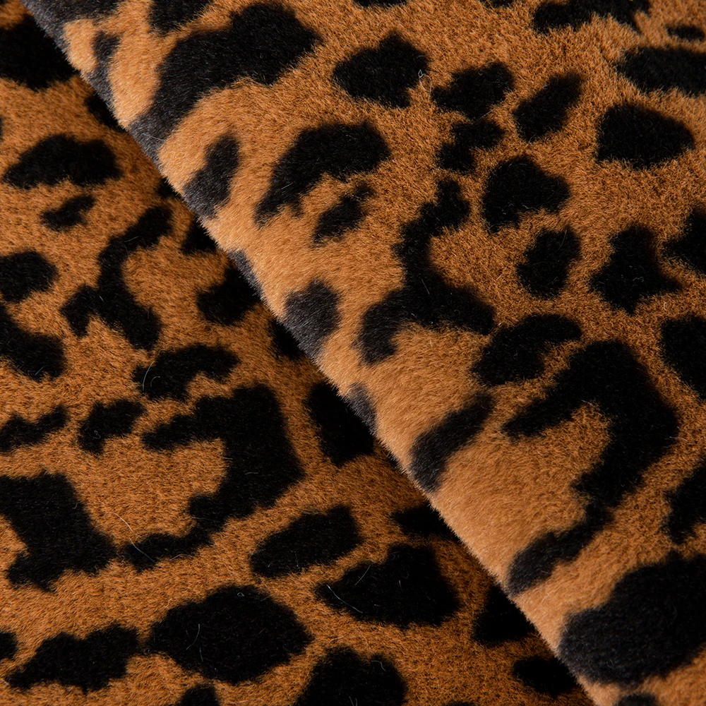 Wholesale  100% polyester super soft leopard print rabbit fur  faux fur fabric