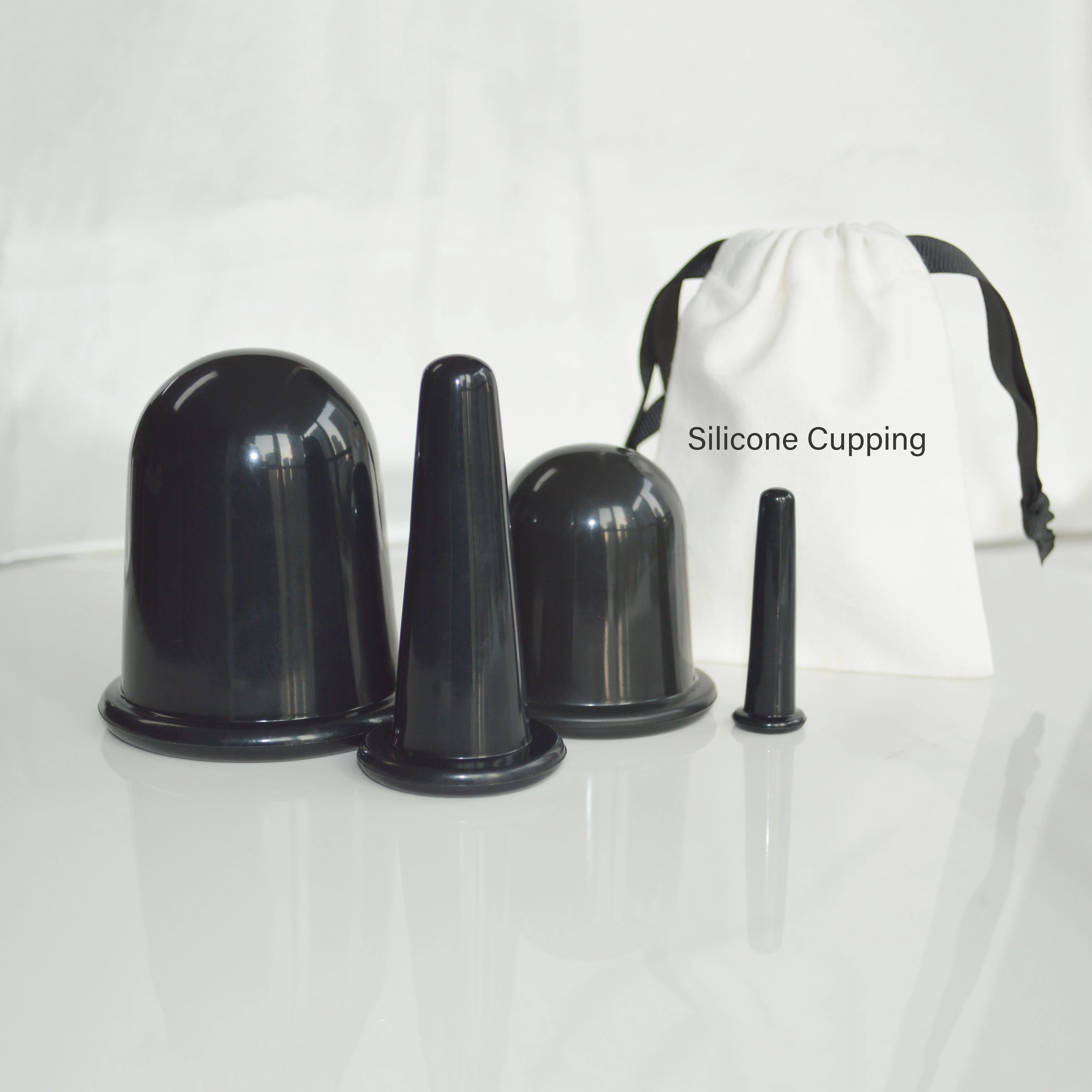 Black Cupping Therapy Tool 4Pcs Silicone Anti Cellulite Cup Vacuum Suction Massager Cups for Whole body Massage Adults Home Use