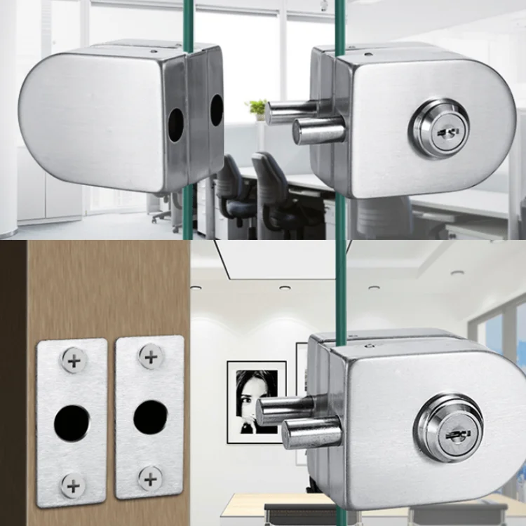 Kensharp Commercial Stainless Steel Door Hardware Glass Patch Fitting Lock Frameless Sliding Tempered Glass Door Lock