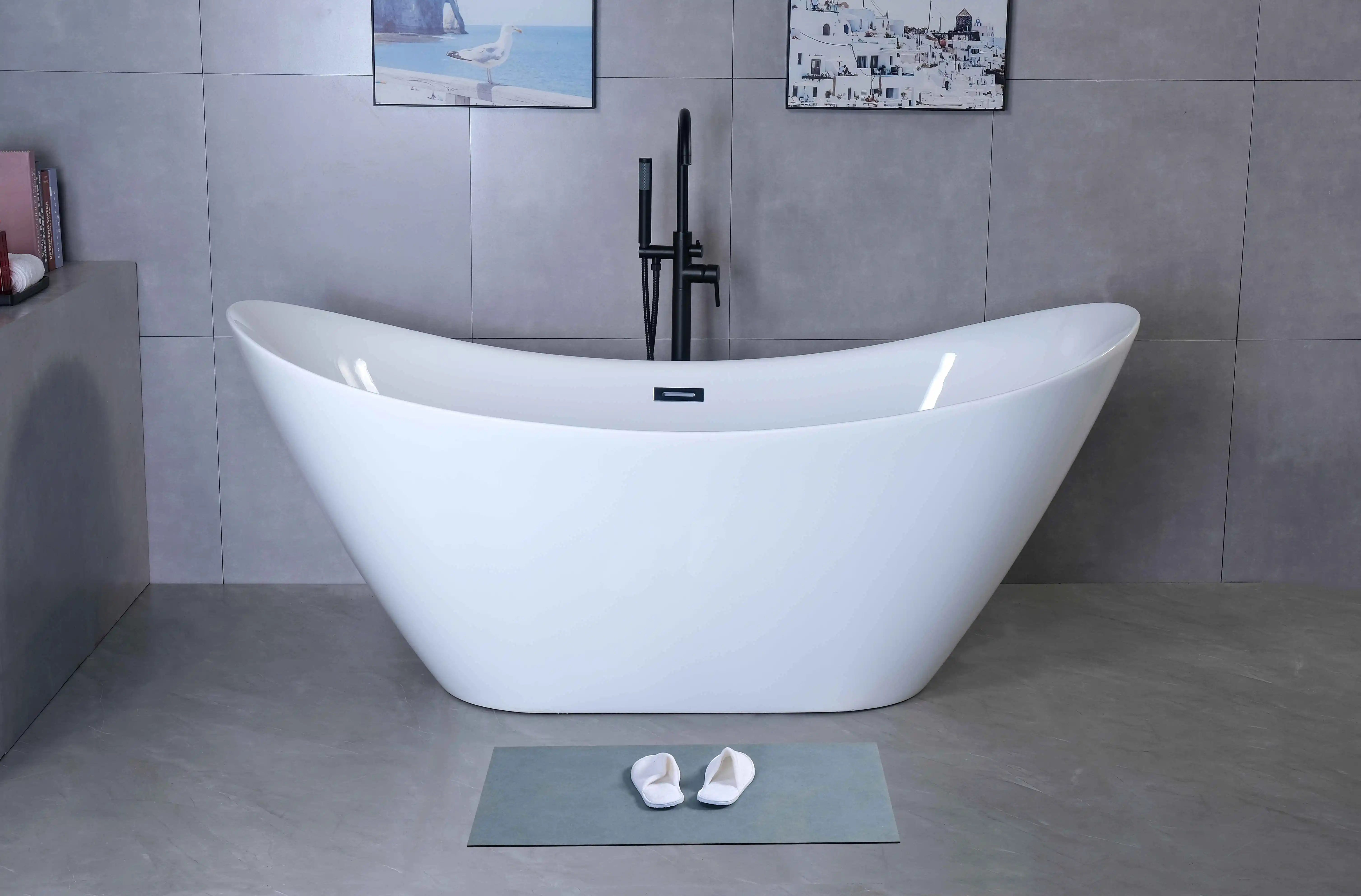 Acrylic Soaking Freestanding Bathtubs for Small Bathroom Free Standing Black Quartz Crystal Corner Round Luxury Bath Tub Price