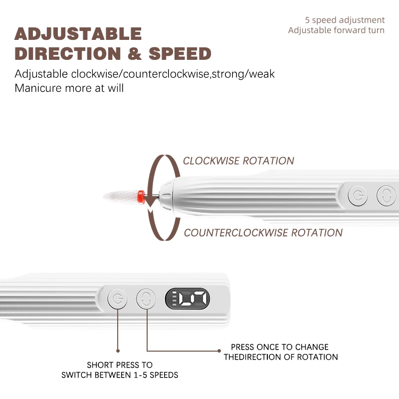 Professional Rechargeable Portable Nail Drill Machine and file bits polishing machine nail salon equipment Home Use All-in-one