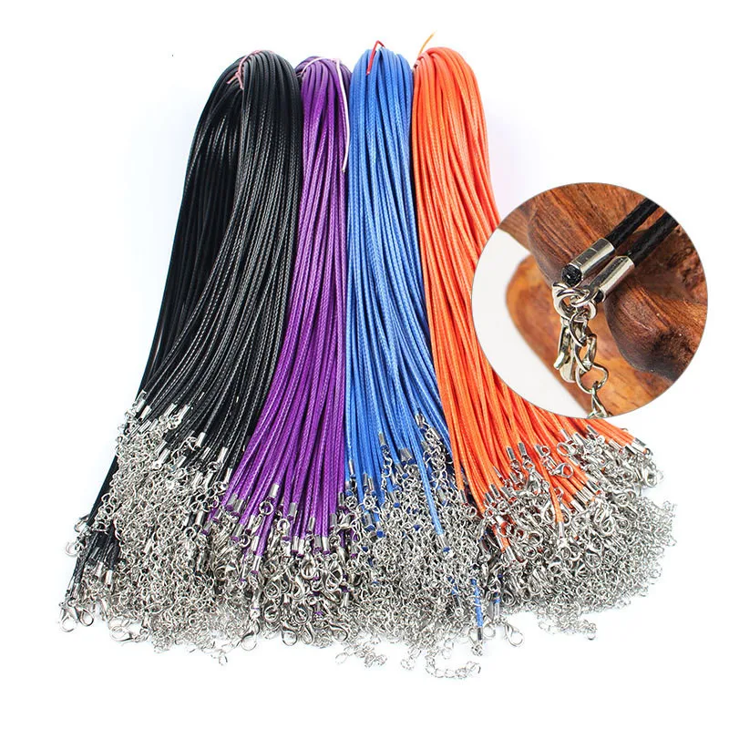 Hot Extender 1.5mm Chain New Custom Length Wholesale 50cm Black Coffee Leather Rope Pendant Cord Necklace