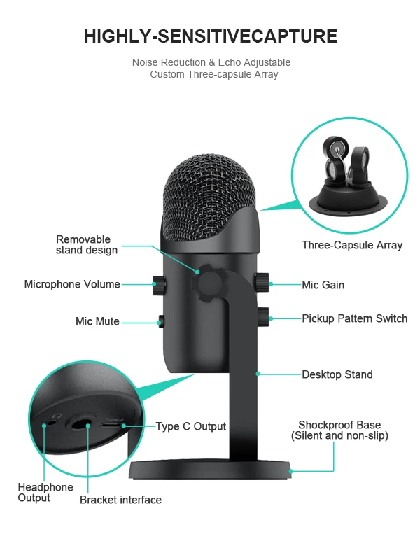 Dingzhi Microphone wired computer desktop notebook online class karaoke microphone recording dubbing game Microphone