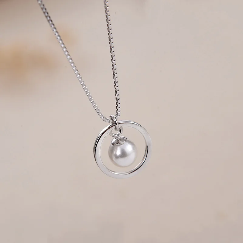 
2021 New design Charm Jewelry 925 sterling silver lucky pearl pendant choker necklace 