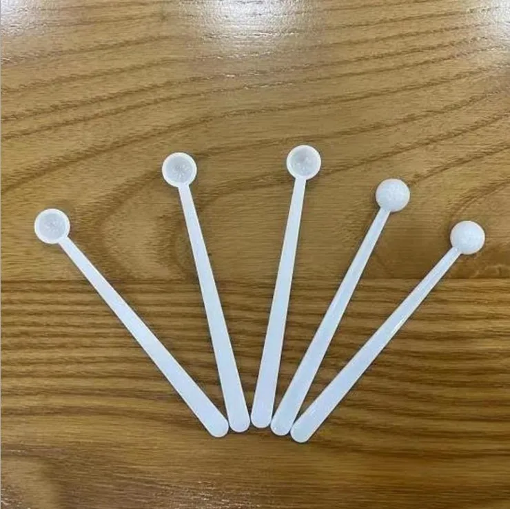 0.15ml 75mg Mini Small Plastic Round Disposable White Measuring Spoon With Long handle Tea Coffee Milk Powder Scoop