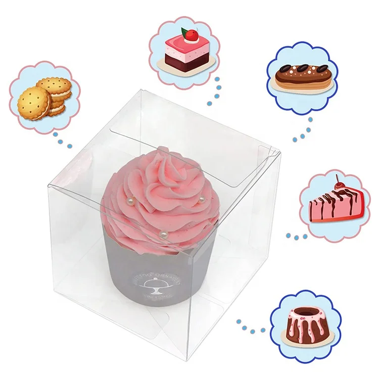 Customized size 2 inches 4 inches 6 inches square transparent folding PET PVC acetate cover box packaging