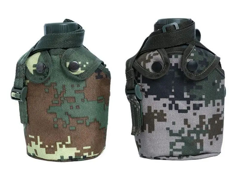 Original Factory Outdoor tactical water bottle camouflage in stock  Aluminum kettle with belt for camping canteen