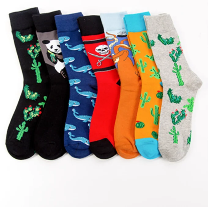 Custom Fashion Colorful Socks Logo Cotton Funny Tube Crew Cactus Jack Men Socks