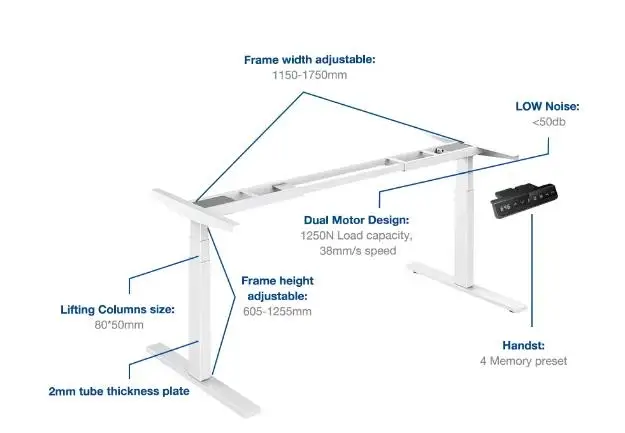 Factory direct sales  Home Office 2 tier Ergonomic Lifting Computer Desk Electric Adjustable Standing sit-stand desk