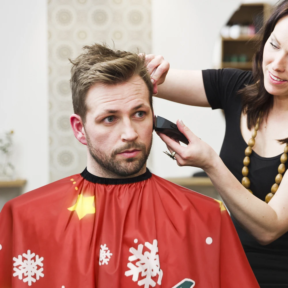 Christmas Red Cloth Salon Barber Waterproof cape Haircut Styling Cover Barber Apron Antistatic Hairdresser Apron Hair Cut Cape