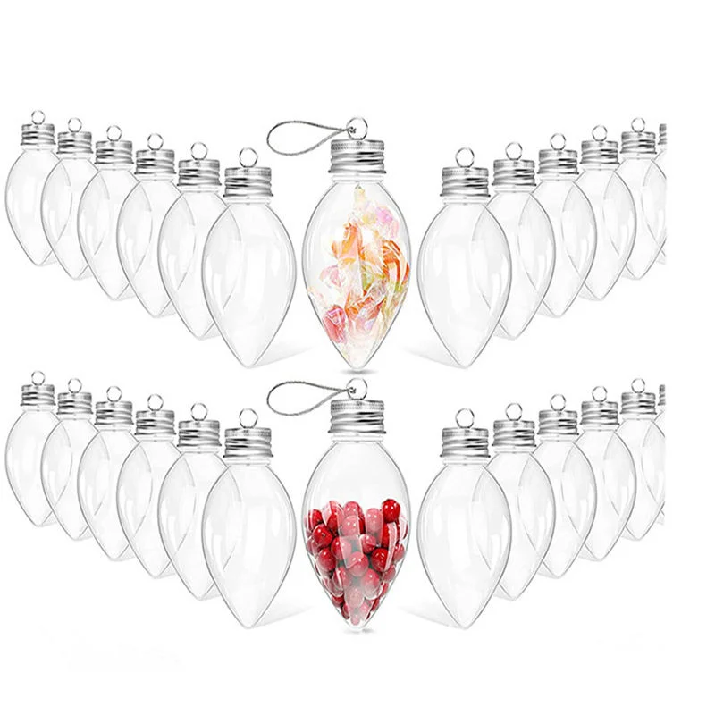 60ml PET Christmas Tree Hanging Ornaments Pendant Ball Clear Light Bulb Plastic Bottle
