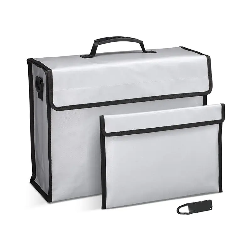 YIHUAXING New 100% Fireproof Fiberglass File Storage Document Bag Money Safe with Zipper Closure for School Use