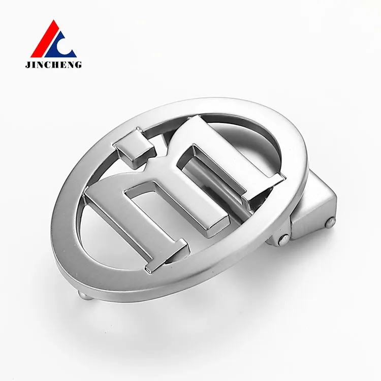 Belt manufacturer Design Your Own Private Silver Plating Custom Letter Logo Metal Brand Name Plate Belt Buckles