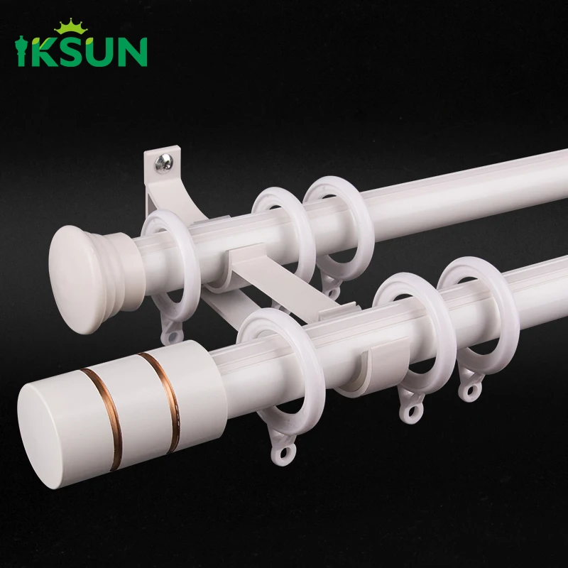 IKSUN 1 Set Home Decorative Heavy Duty Extra Long Inside Window Frame Black Double Curtain Rod
