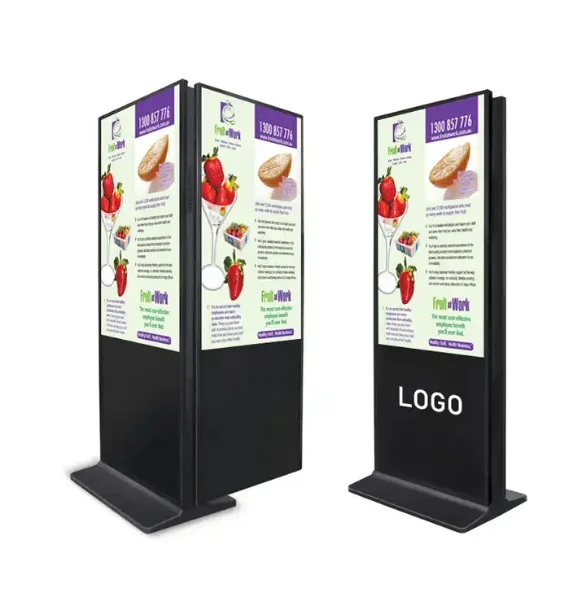 MJK Floor Standing Screen Advertising Display Mall Restaurant LCD Double Side Digital Signage