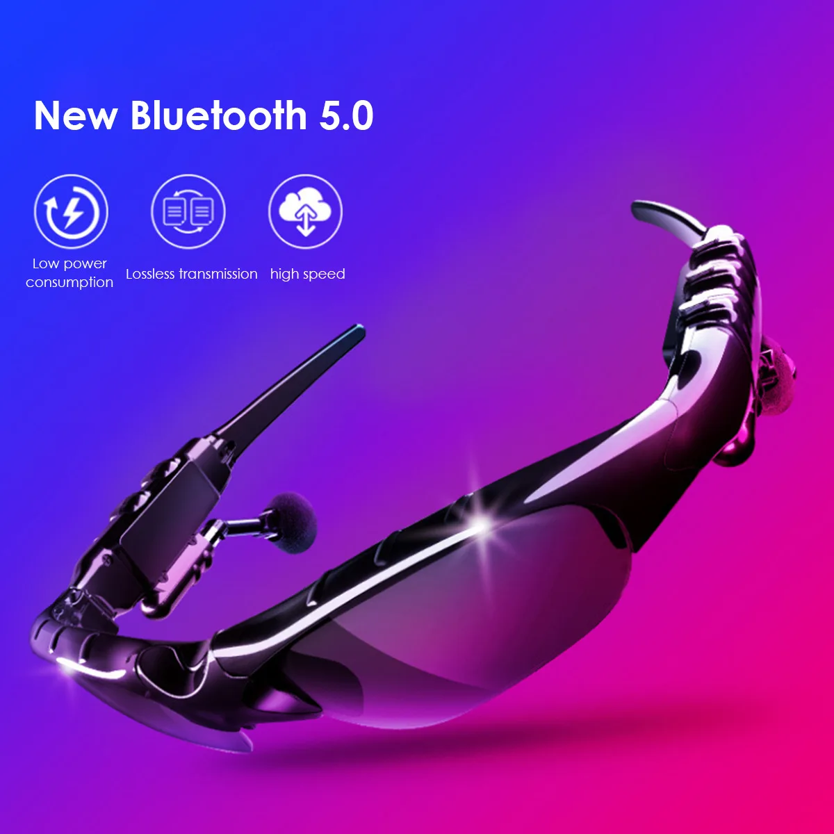 Black Tech 2 In 1 Design Bone Conduction Headset Headphone with Sunglasses Design Smart Audio Headphone Sunglasses