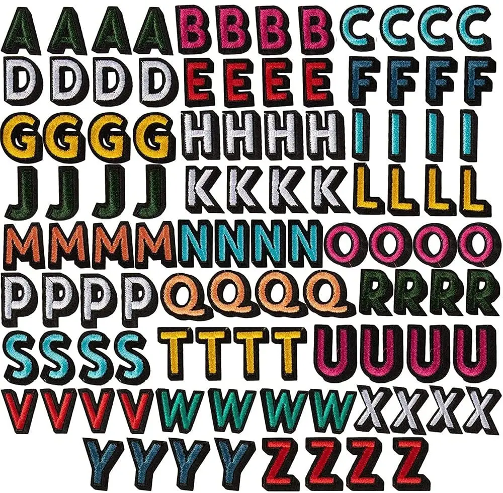 (1set = 108pcs ) 26 Alphabet Patch Letters Can Diy-Style Create Decorate Iron On Patches for Apparel Clothing Dress