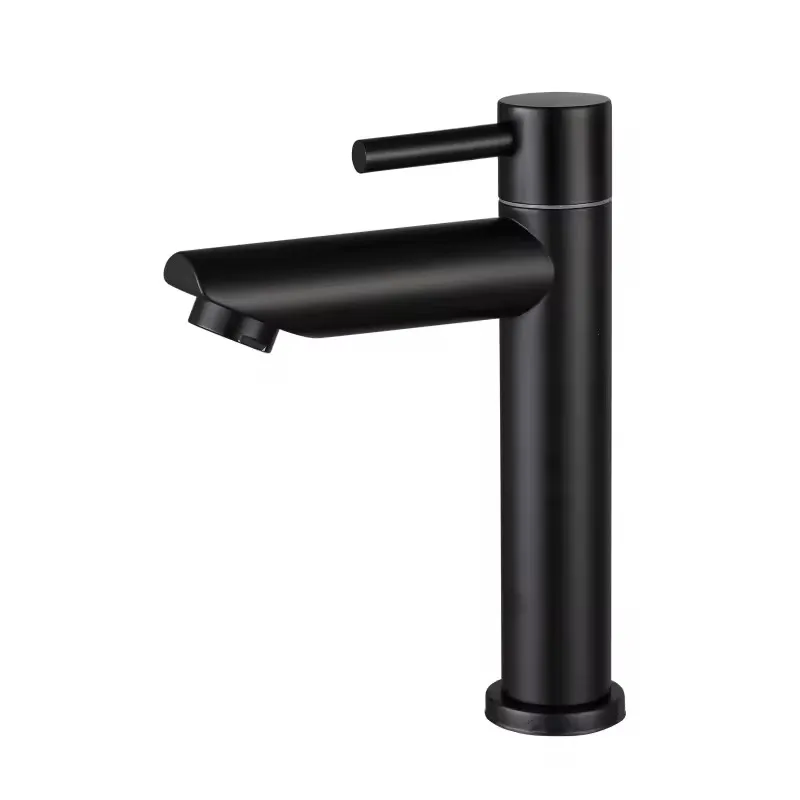 Single-Hole 304 Stainless Steel Bathroom Basin Taps Cold Water Faucet with Single Handle Vanity Tapware in Brass Material