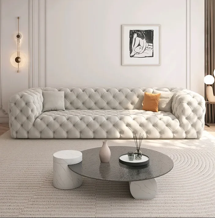 Sofa Italian light luxury velvet modern minimalist small apartment living room sofa