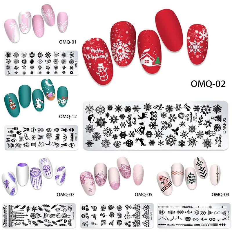 Nail Stamping Plate Rose Leaf Butterfly Flower Love Design Stainless Steel Stencil For Nail Polish Printing Template Tool