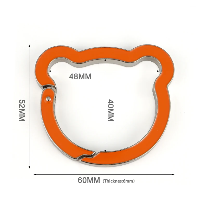 High Quality Bear Head Shape Metal Key Ring Custom Metal Spring Ring Animal Shape Ring Hook