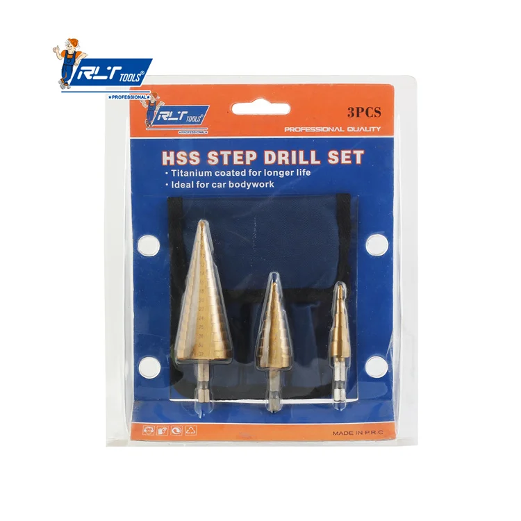 RLT Tools  High Speed Steel Step Drill Bits Power Screwdriver Drills Step Drill Bit Set