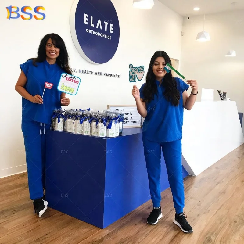 Dental Front Counter Interior Design Ultra Modern Latest Best Quality Artificial Marble Blue Front Counter Dental Office