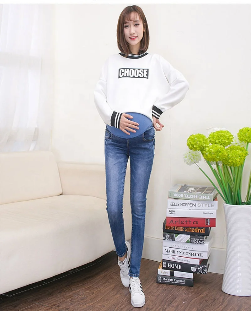 Abdominal Jeans For Pregnant Women Denim Skinny Trousers Nursing Maternity Clothes Elastic Waist Pregnancy Pants Autumn Clothing