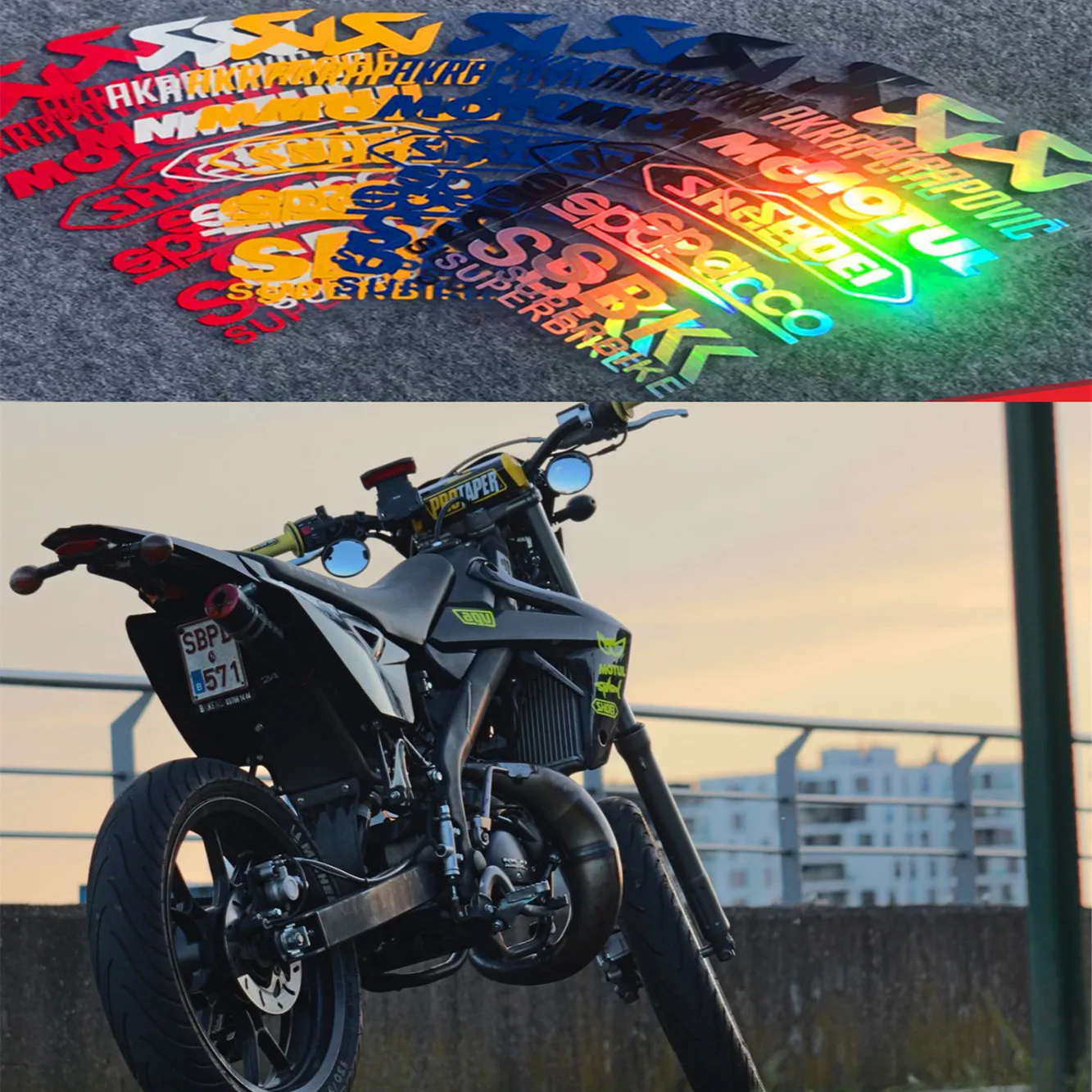 For Akrapovic sticker personalized helmet modified motorcycle Waterproof scratch decoration reflective decal Motul Shoei SBK