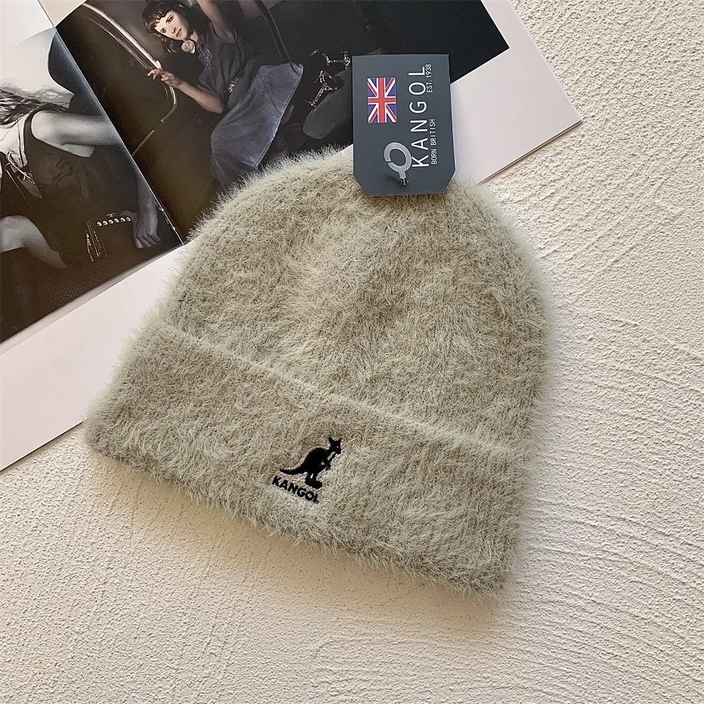 high quality Embroidery logo Solid Fashion knit beanie mohair Soft  Ethical  Mohair Wool Hat for women