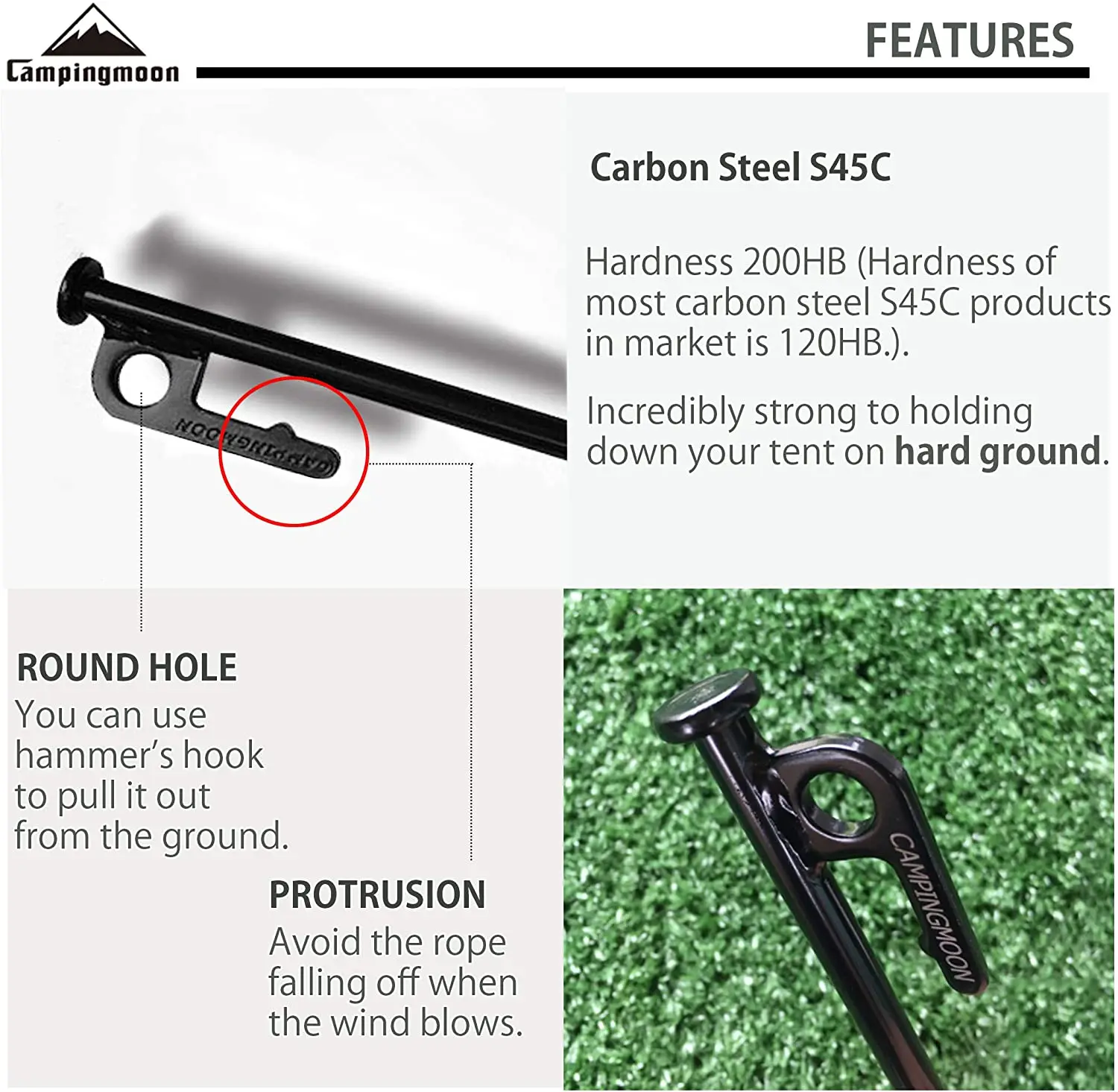 High Strength Steel Tent Pegs Stake Black Steel Tent Nail Camping Stakes Pegs Heavy Duty Ground Nail