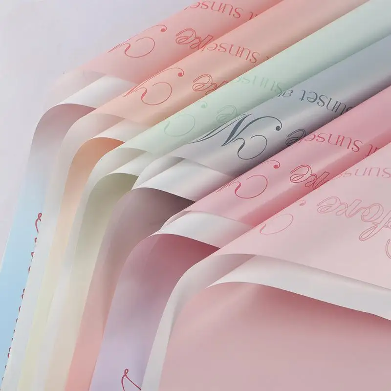 Luxury 58*58cm/pcs Before Middle Night Printed Gradient Color Matte Surface Flower Wrapping Paper Floral Packaging Material