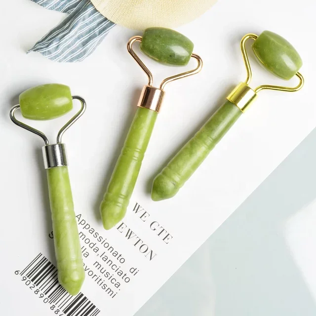 Skin care beauty equipment Single head Private Label Wholesale natural Mini Stone Green jade face roller Face massager