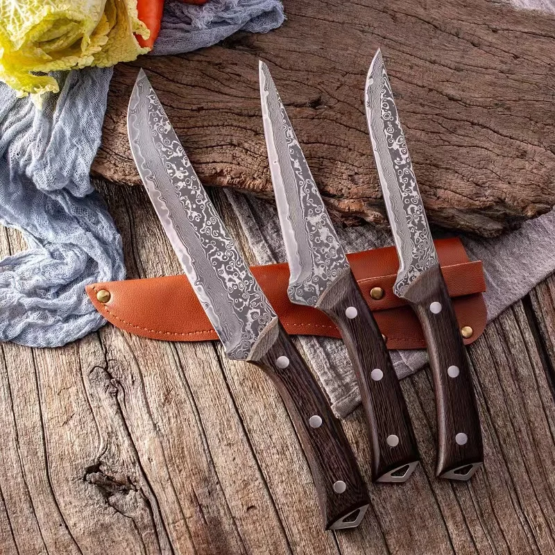 Very good quality Professional knife  damascus kitchen  chef knives set  pakistan  price  with ebony wooden handles