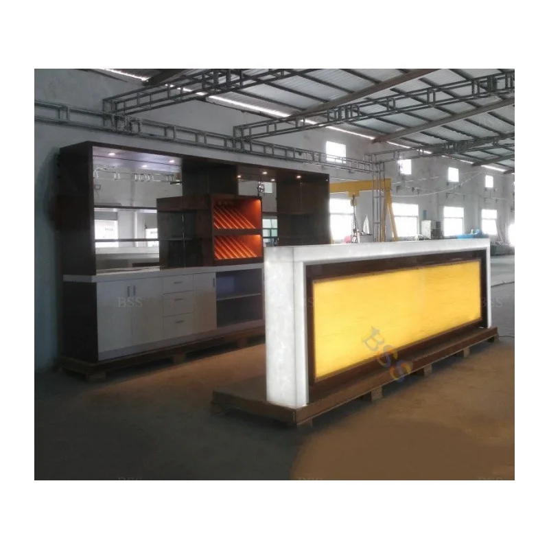 Купите ресторан-бар, сделанный на заказ, современный роскошный дизайн, прозрачный оникс, искусственный камень, ресторан-бар со светодиодной подсветкой