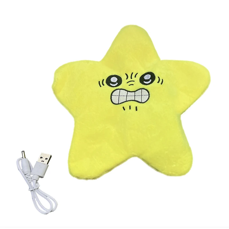 New Design Yellow Stars Angry Face Jumping Plush Dolls Soft Stuffed Plushie Backpack Pendant Keychains Kids Birthday Gift