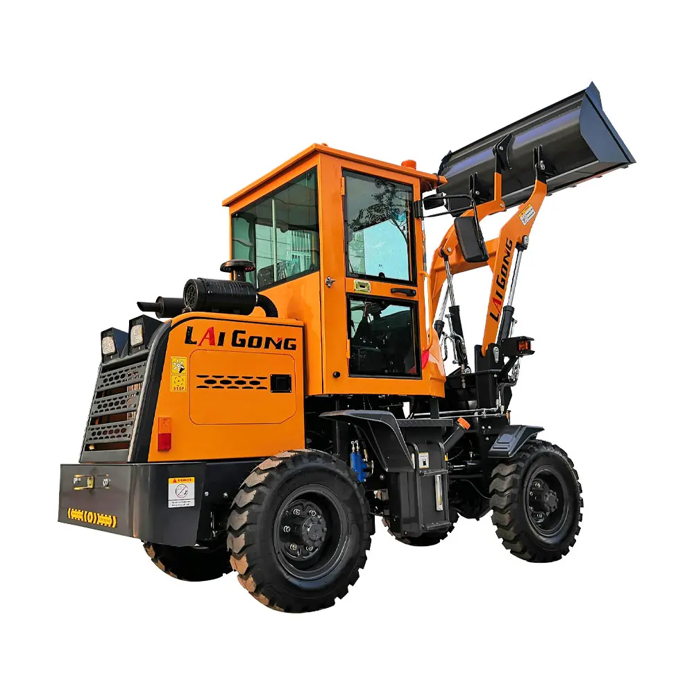 Articulated mini wheel loader skidsteer wheeled flexible multifunctional use yellow painting