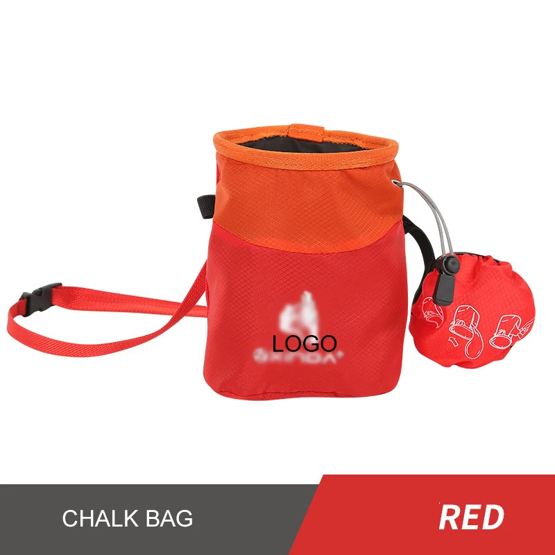 OEM ODM Custom LOGO Belt Drawstring Pocket Accept Print Rock Climbing Sport Chalk Bag