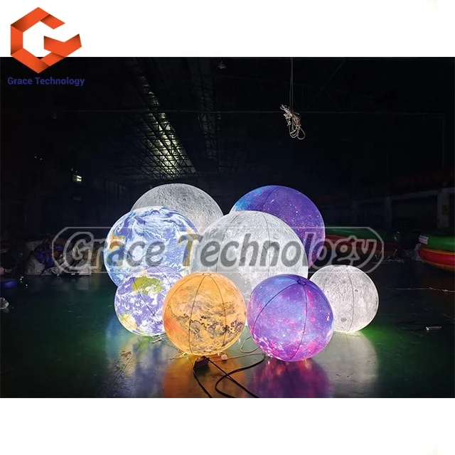 LED Lighting Inflatable Planet Giant Inflatable Moon Earth Jupiter Balloons for Decoration