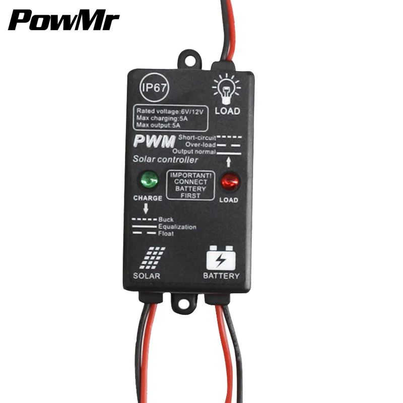 PowMr Mini 5A 12v Outback Solar Charge Controller With Light Control Function 5A-12V-S