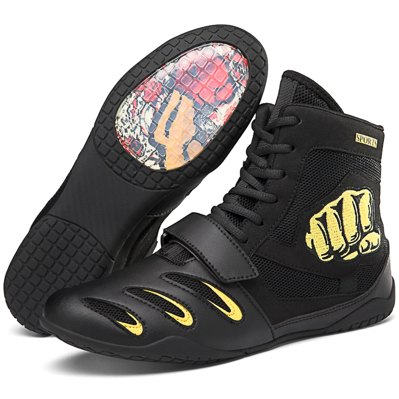 Professional Non Slip Training Boots Gym Shoe Printing Boxing Shoe Custom Wrestling Shoes Men