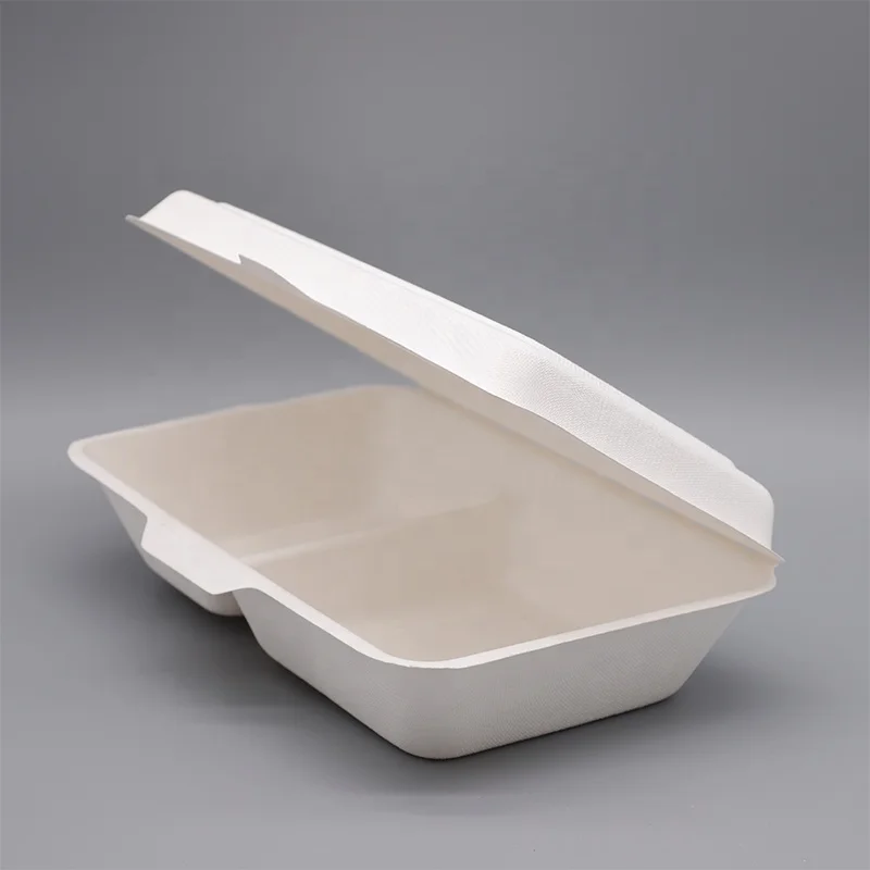 disposable biodegradable sugarcane sugar cane bagasse pulp food container bento lunch box with lid