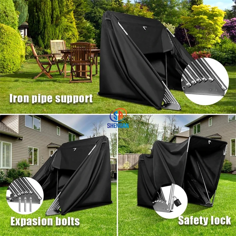 Outdoor 600d Polyester Oxford Folding Motorcycle Bike Box Garage Storage Cover Set Hard Shelter