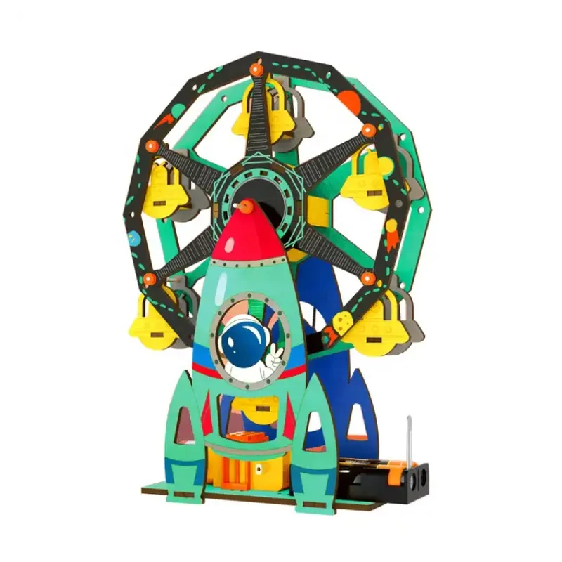 29pcs Electric Wooden Stem Toy Ferris Wheel DIY Building Kit 3D Puzzle Wood Assemble Model for Kids Scientific Discovery Set
