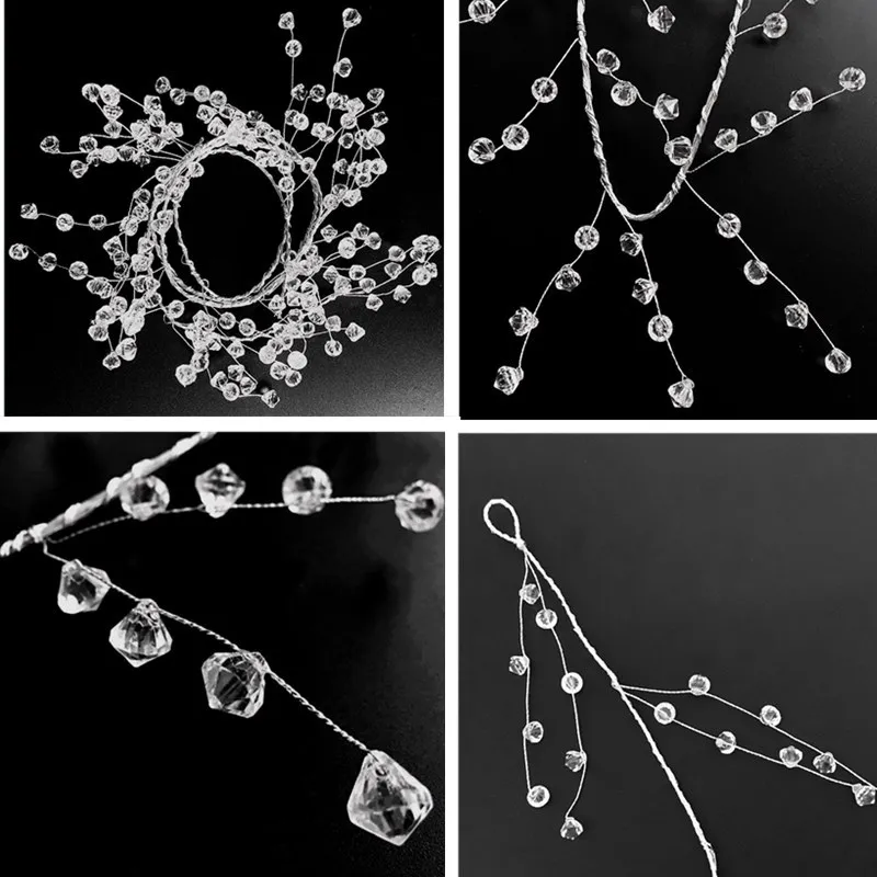 Handmade Clear Garland Steel Wire Acrylic Crystal Garland Christmas Tree Bead For Wedding Party Events Decoration