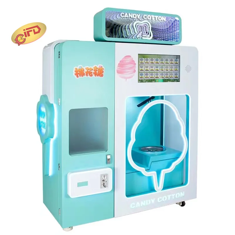 Automatic Blue  Sugar Cotton Candy Robot Vending Machine In Shopping Centre